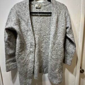 Acme Gray Open-Front Wool Blend Cardigan Sweater